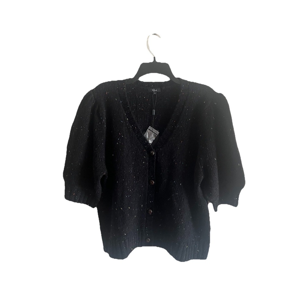 NEW Rails Isla Black Confetti Short-Sleeve Cardigan Sweater Size XL Neutral NWT - Picture 6 of 9